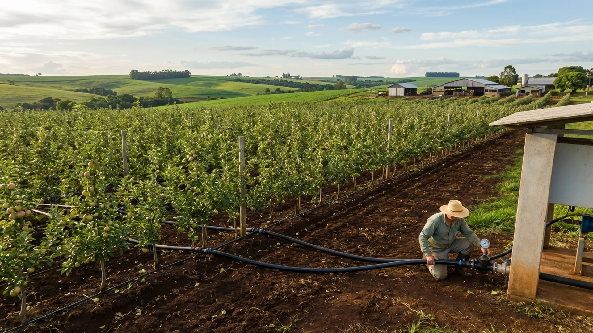 Imagem de destaque do artigo: Irrigação de Macieiras: Guia Prático de Eficiência [2025]