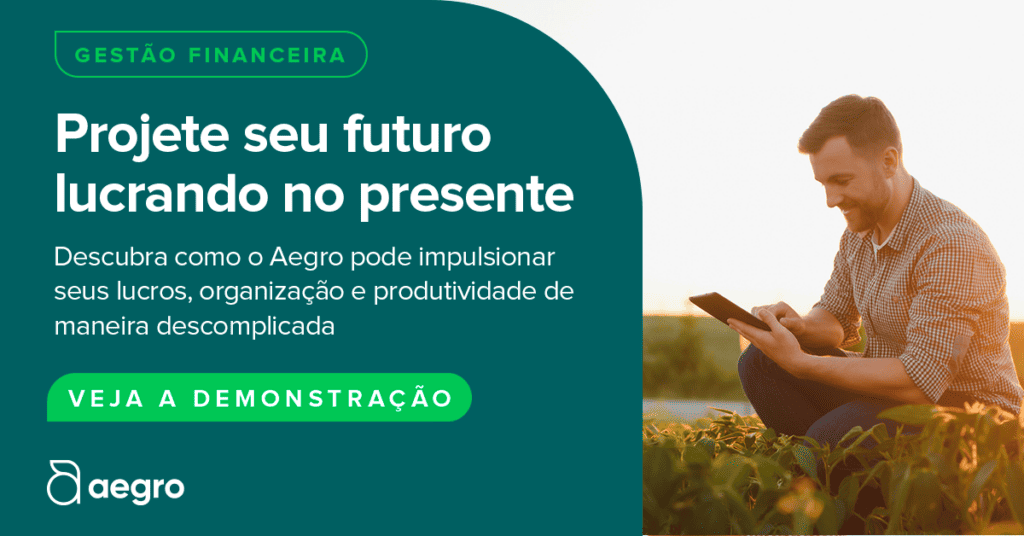 Gestão Financeira Rural: Aumente seu Lucro com o Aegro material publicitário do software Aegro, com foco na funcionalidade de gestão financeira. Ela é dividida em dua