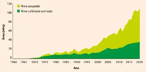 Evolução da área cultivada de soja no Brasil 1960-2020