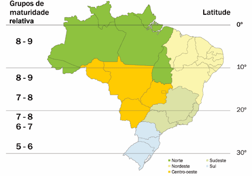 mapa do Brasil dividido por regiões geográficas (Norte, Nordeste, Centro-Oeste, Sudeste e Sul), cada uma id