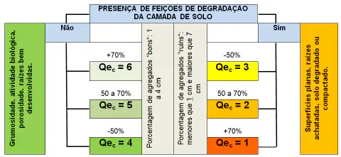 fluxograma técnico para a avaliação da qualidade estrutural do solo, intitulado 'Presença de Feições de