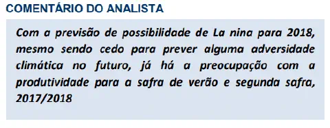 uma caixa de texto com o título 'COMENTÁRIO DO ANALISTA'. O conteúdo é uma análise sobre a previsão do fenômen
