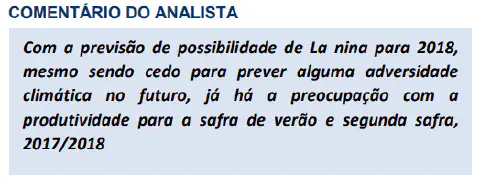 uma caixa de texto com o título 'COMENTÁRIO DO ANALISTA'. O conteúdo é uma análise sobre a previsão do fenômen