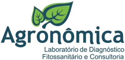o logotipo da empresa 'Agronômica'. O design é composto por um ícone de duas folhas verdes estilizadas, com co