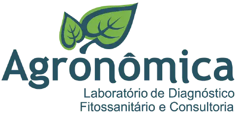 o logotipo da empresa 'Agronômica'. O design é composto pelo nome da empresa em uma fonte sans-serif moderna,