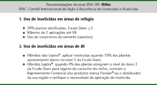 slide com recomendações técnicas do IRAC-BR (Comitê Internacional de Ação à Resistência de Inseticidas