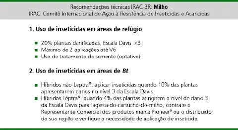 slide com recomendações técnicas do IRAC-BR (Comitê Internacional de Ação à Resistência de Inseticidas