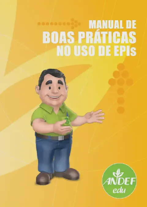 a capa de um material educativo intitulado 'Manual de Boas Práticas no Uso de EPIs'. O fundo é um gradiente vi