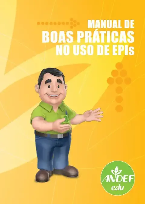a capa de um material educativo intitulado 'Manual de Boas Práticas no Uso de EPIs'. O fundo é um gradiente vi