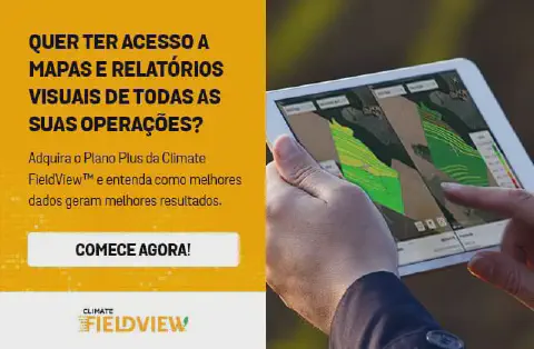 material promocional para a plataforma de agricultura digital Climate FieldView. Ela está dividida em duas seçõ