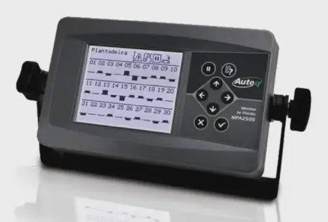 monitor de plantio, modelo MPA2500 da marca Auteq, um equipamento eletrônico utilizado na agricultura de pr