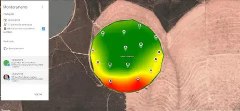 interface de um software de gestão agrícola, funcionalidade de monitoramento de pragas