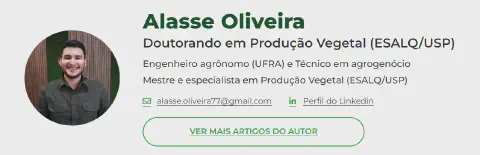 card de perfil de autor, apresentando Alasse Oliveira. À esquerda, há uma foto de perfil circular de um hom