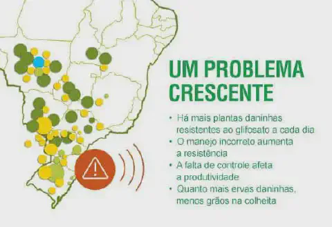 infográfico que alerta sobre o problema crescente da resistência de plantas daninhas ao herbicida glifosato na