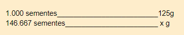 cálculo matemático de regra de três simples, aplicado ao contexto agrícola. Na primeira linha, estabelece-s