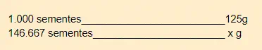 cálculo matemático de regra de três simples, aplicado ao contexto agrícola. Na primeira linha, estabelece-s