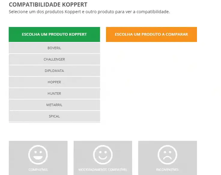 GIF que demonstra o funcionamento de uma ferramenta online de verificação de compatibilidade de produtos agríco