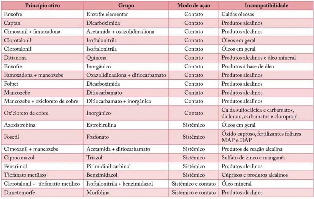 uma tabela técnica detalhada, projetada para orientar profissionais do agronegócio. A tabela é organizada em q