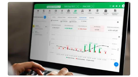 Sistemas conectados trocando dados entre Aegro e software contábil.