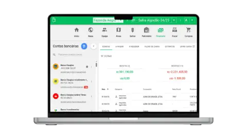 Sistema Aegro de conferência bancária mostrando extrato