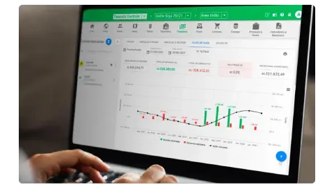 Tela financeira do Aegro mostrando fluxo de caixa