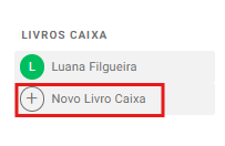 Botão Novo Livro Caixa no menu lateral do LCDPR