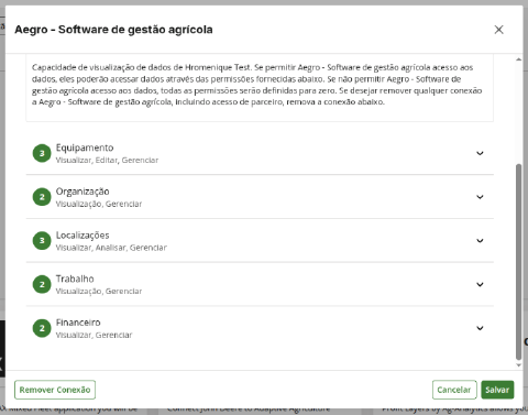 Resumo das configurações de acesso finalizadas