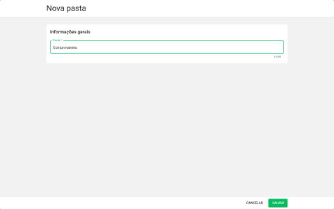 janela de criação de pasta com o nome preenchido