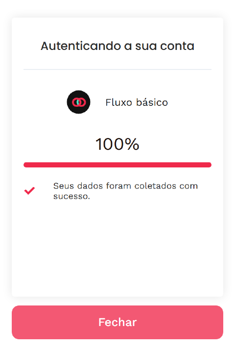 Tela do provedor confirmando que os dados foram coletados com sucesso