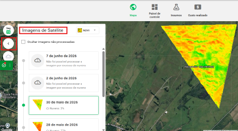 Histórico cronológico de imagens NDVI do talhão selecionado