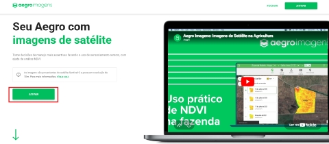 Tela de informações do Aegro Imagens com opção de ativação