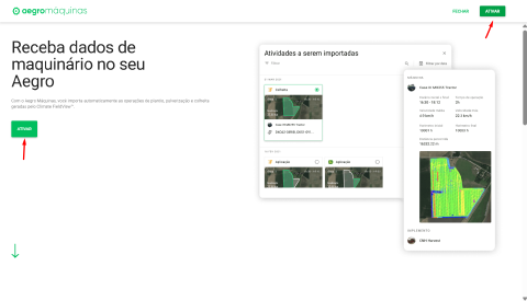 Tela de ativação do Aegro Máquinas com opção FieldView