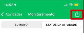 Opções de compartilhamento do monitoramento no aplicativo