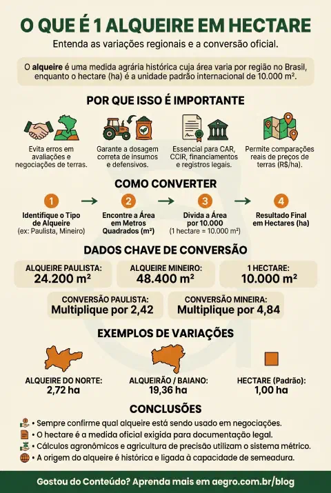 Infográfico educativo sobre 1 Alqueire Em Hectare