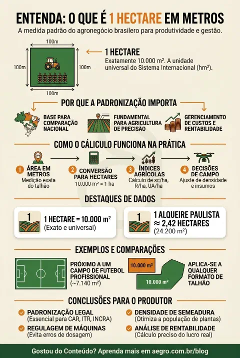 Infográfico educativo sobre 1 Hectare Em Metros