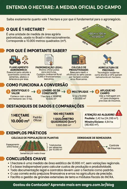 Infográfico educativo sobre 1 Hectare Equivale A Quantos Metros