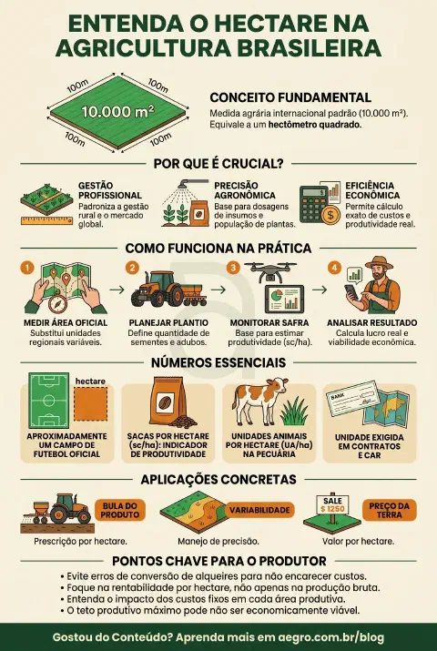 Infográfico educativo sobre 1 Hectare