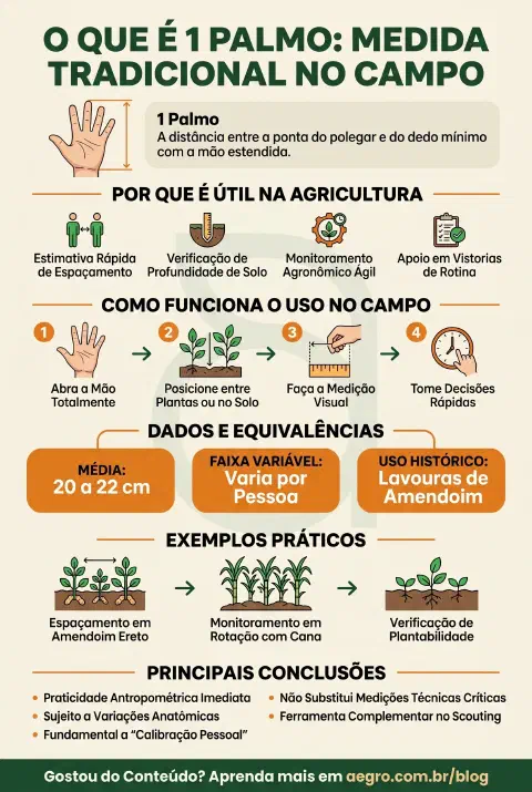 Infográfico educativo sobre 1 Palmo
