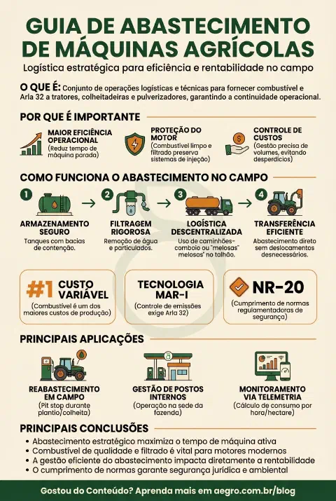 Infográfico educativo sobre Abastecimento De Máquinas Agrícolas