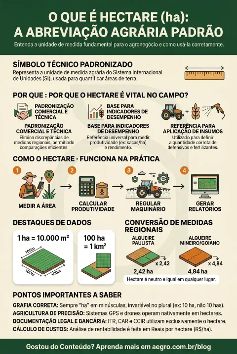 Infográfico educativo sobre Abreviacao Hectares