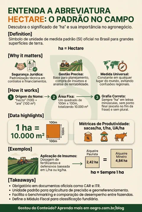 Infográfico educativo sobre Abreviatura Hectare