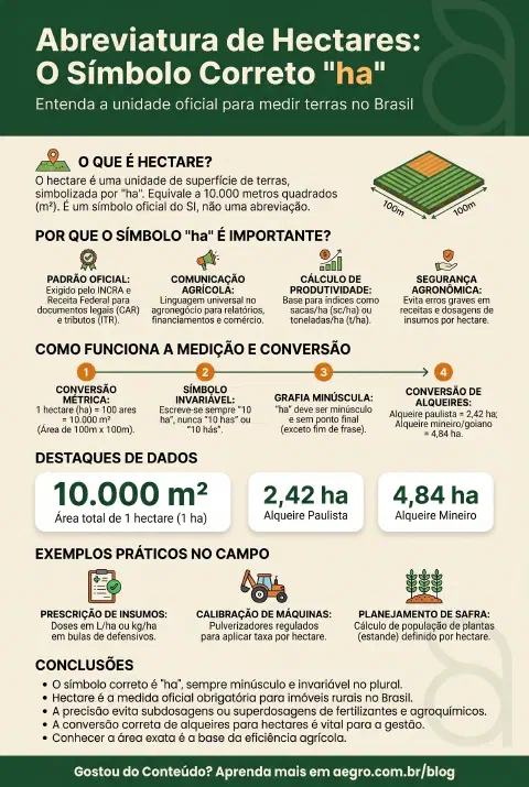Infográfico educativo sobre Abreviatura Hectares