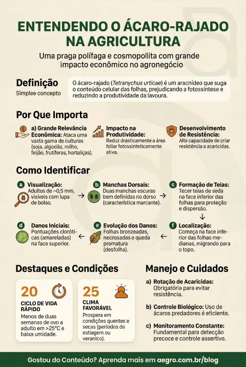 Infográfico educativo sobre Acaros Rajados
