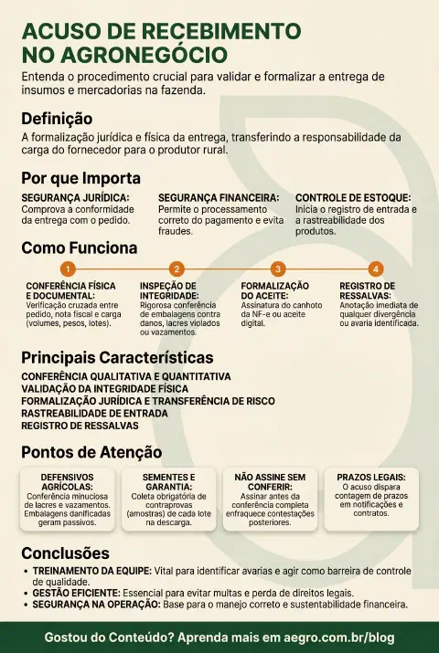 Infográfico educativo sobre Acuso Recebimento