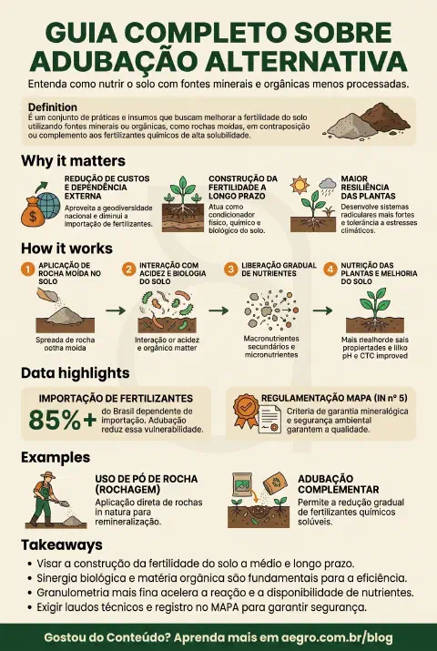 Infográfico educativo sobre Adubação Alternativa
