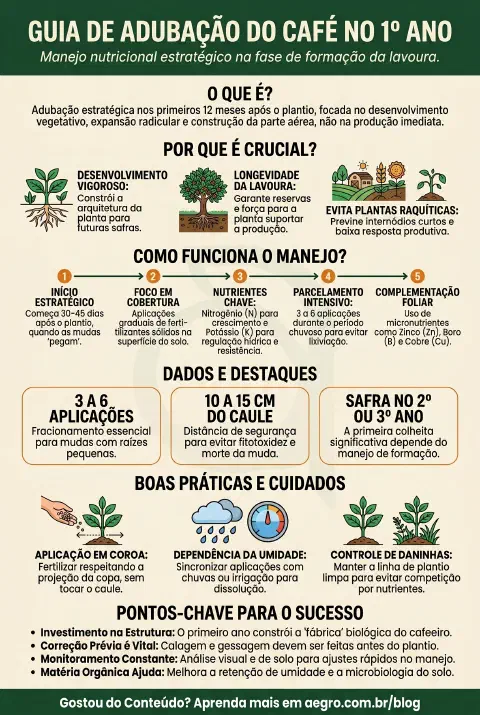 Infográfico educativo sobre Adubacao Cafe 1 Ano