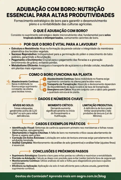 Infográfico educativo sobre Adubação Com Boro