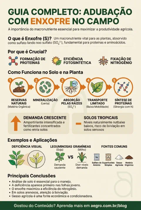 Infográfico educativo sobre Adubação Com Enxofre