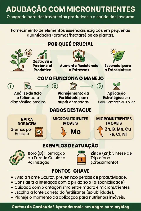 Infográfico educativo sobre Adubação Com Micronutrientes