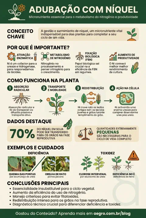 Infográfico educativo sobre Adubação Com Níquel